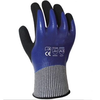 Gants de travail de sécurité en HPPE et en fibre de verre pour la coupe du verre avec revêtement en nitrile